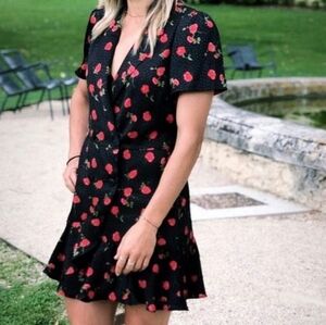 Quanta Du Soleil De Paris Boho Feminine Mini Dress Black Cherry Sz 34 XS